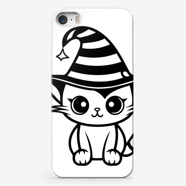 Чехол iPhone «Котик в магической шляпе. Детский принт на Хэллоуин»