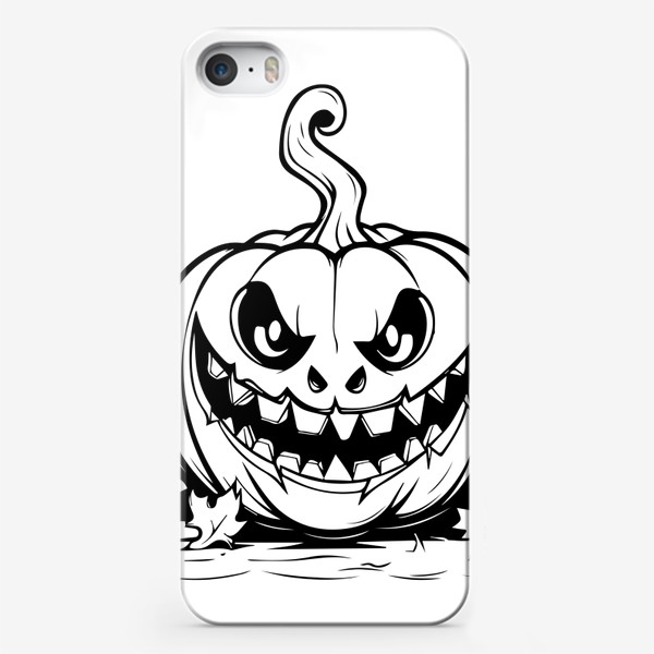 Чехол iPhone «Тыква на Хэллоуин. Черно-белый осенний принт »