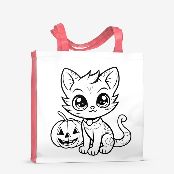 Сумка-шоппер «Кот и тыква. Детский принт на Хэллоуин»
