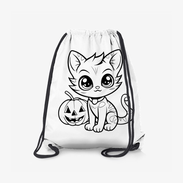 Рюкзак «Кот и тыква. Детский принт на Хэллоуин»