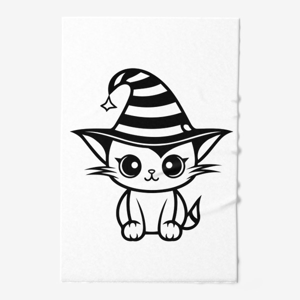 Полотенце «Котик в магической шляпе. Детский принт на Хэллоуин»