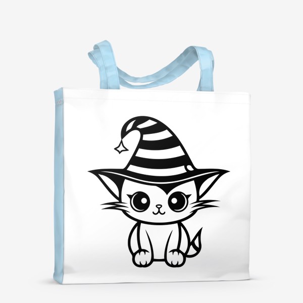 Сумка-шоппер «Котик в магической шляпе. Детский принт на Хэллоуин»