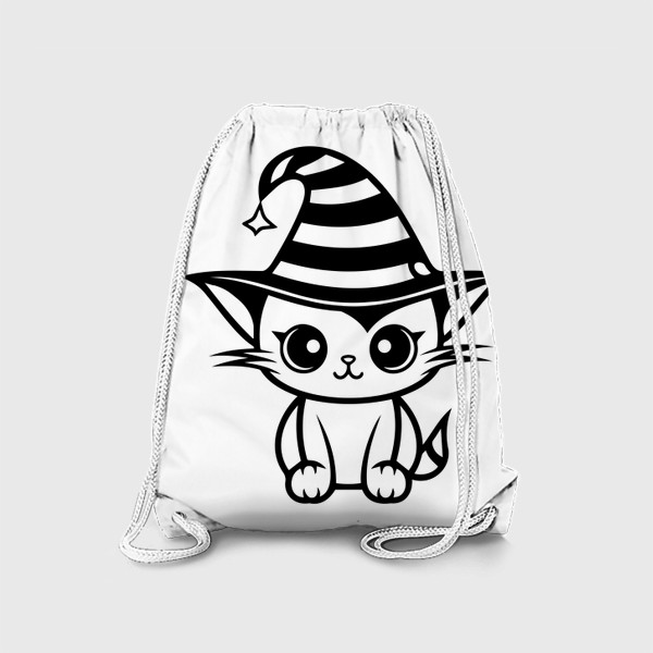 Рюкзак «Котик в магической шляпе. Детский принт на Хэллоуин»