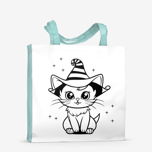 Сумка-шоппер «Магический котик в шляпе. Принт к Хэллоуину для детей»