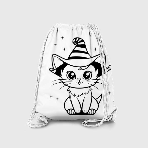 Рюкзак «Магический котик в шляпе. Принт к Хэллоуину для детей»