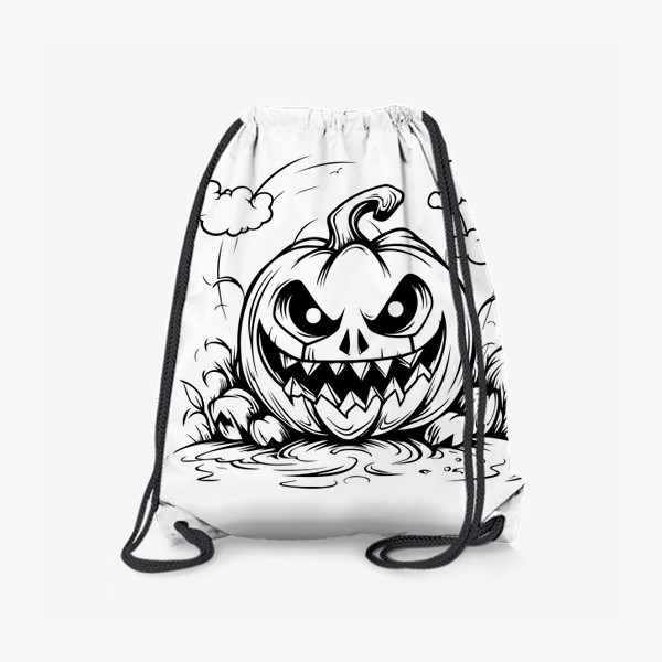 Рюкзак «Злобная тыква. Хэллоуин - черно-белый принт»