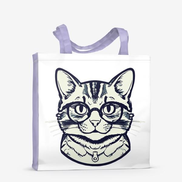 Сумка-шоппер «кот в очках. монохромный стильный принт»