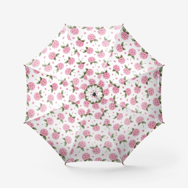 Зонт «Паттерн с розовой гортензией»