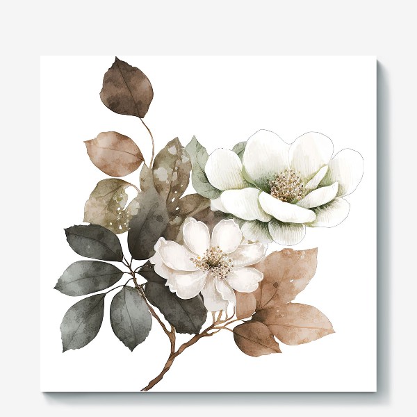 Холст «Ветка белых цветов»
