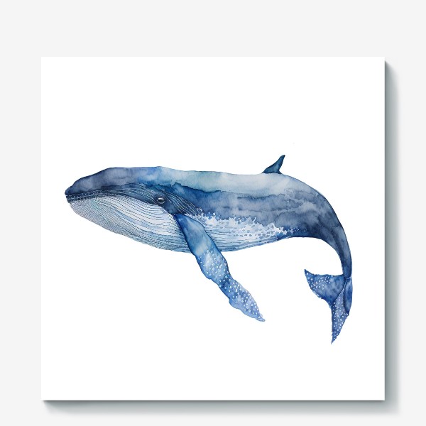 Холст «Акварельный синий кит»
