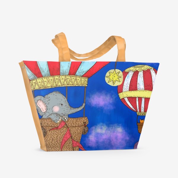 Пляжная сумка «Путешествие на воздушном шаре »