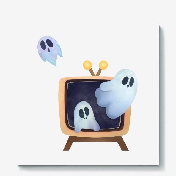 Холст «Привидения в телевизоре - символ празднования Хеллоуина»