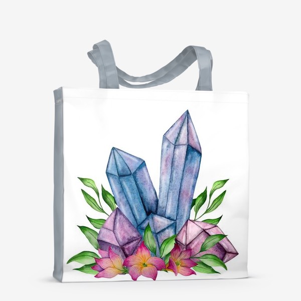Сумка-шоппер «Кристаллы и цветы. Акварель»