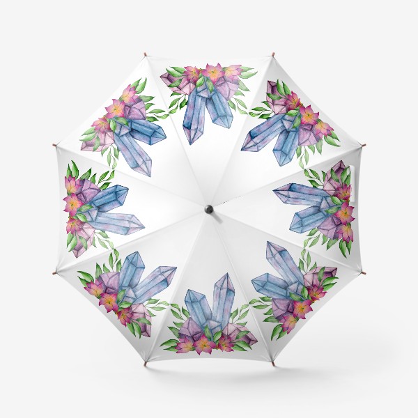 Зонт «Кристаллы и цветы. Акварель»