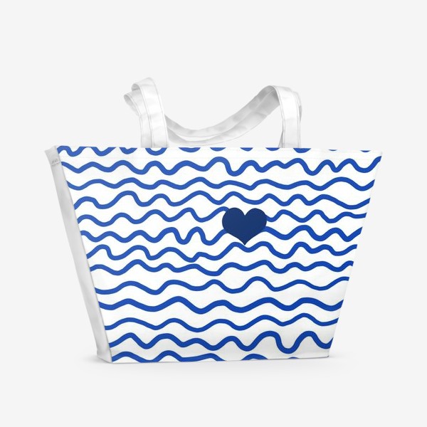 Пляжная сумка &laquo;Высоковибрационная тельняшка. Сердце моря. Волны. Путешествие.&raquo;