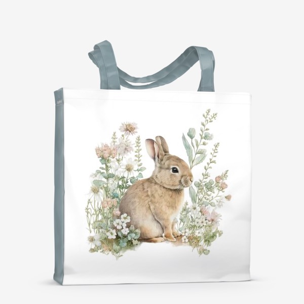 Сумка-шоппер «Кролик в полевых цветах»