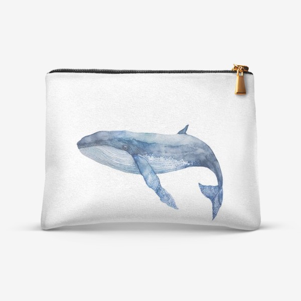 Косметичка «Акварельный синий кит»