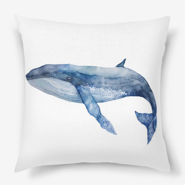 Подушка «Акварельный синий кит»