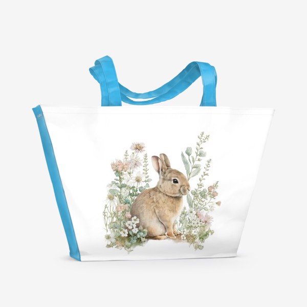 Пляжная сумка «Кролик в полевых цветах»