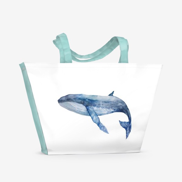 Пляжная сумка «Акварельный синий кит»