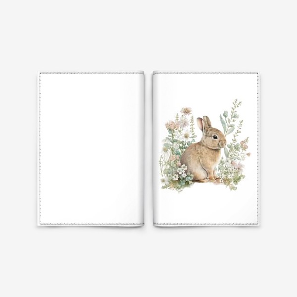 Обложка для паспорта «Кролик в полевых цветах»