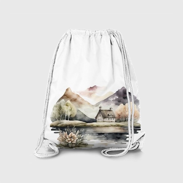 Рюкзак «Скандинавский домик в горах у озера»