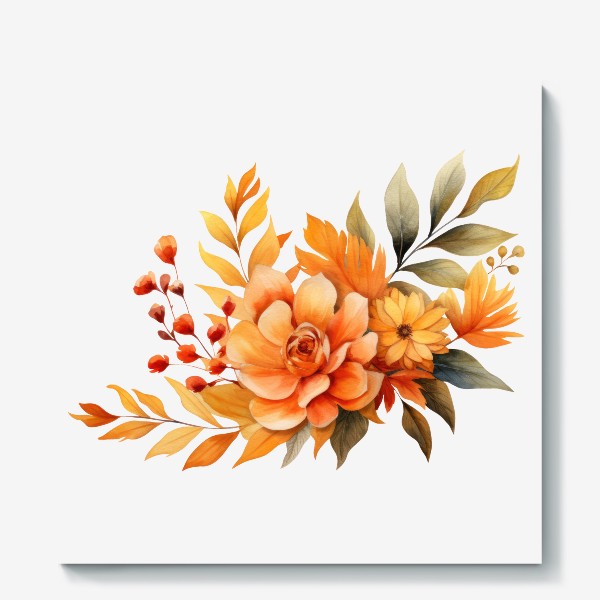 Холст «Акварельный принт - Осенние цветы»