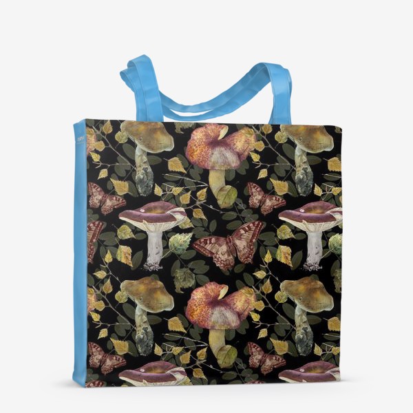 Сумка-шоппер «Паттерн с грибами,бабочками,осенними листьми»