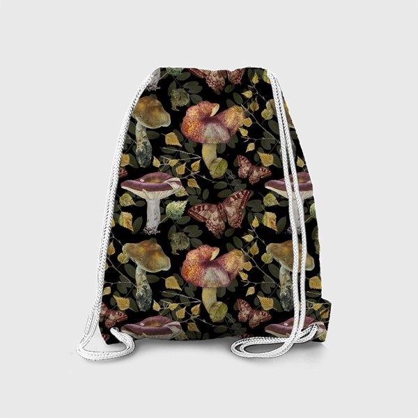 Рюкзак «Паттерн с грибами,бабочками,осенними листьми»