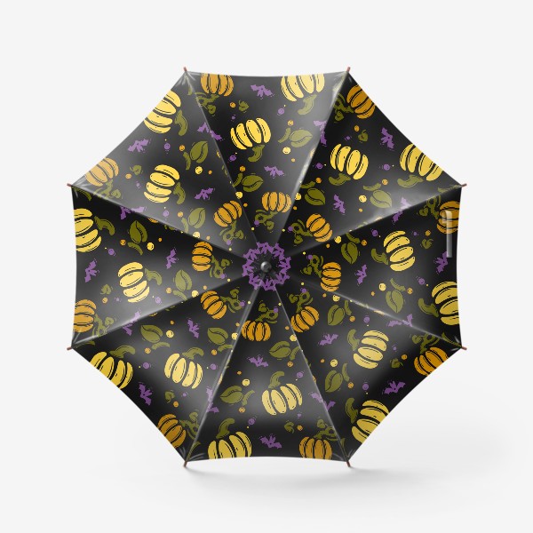Зонт «Паттерн с тыквами и летучими мышами. Счастливого Хэллоуина»
