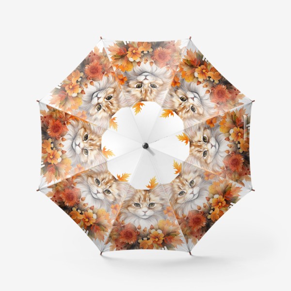 Зонт «Осенний кот. Акварельный принт»