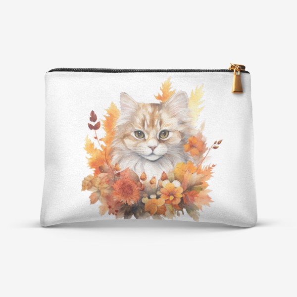 Косметичка «Осенний кот. Акварельный принт»