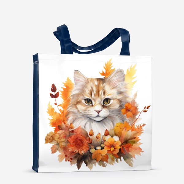 Сумка-шоппер «Осенний кот. Акварельный принт»