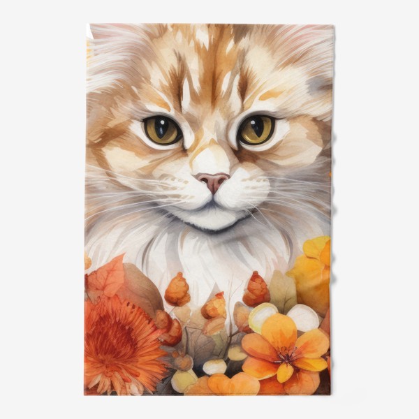 Полотенце «Осенний кот. Акварельный принт»