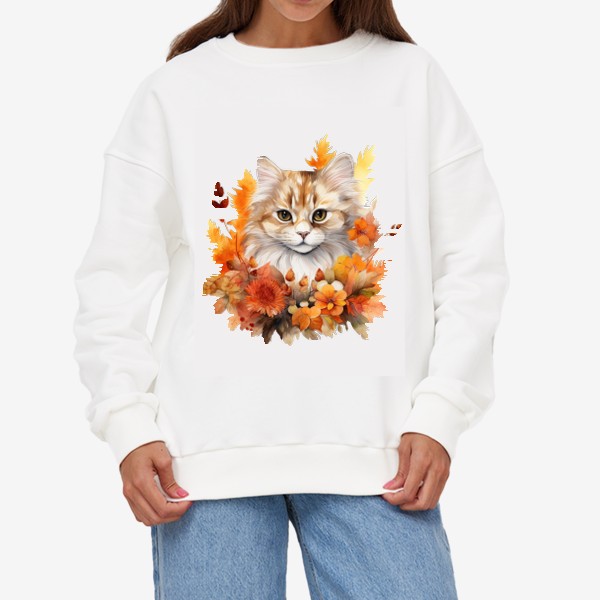 Свитшот «Осенний кот. Акварельный принт»