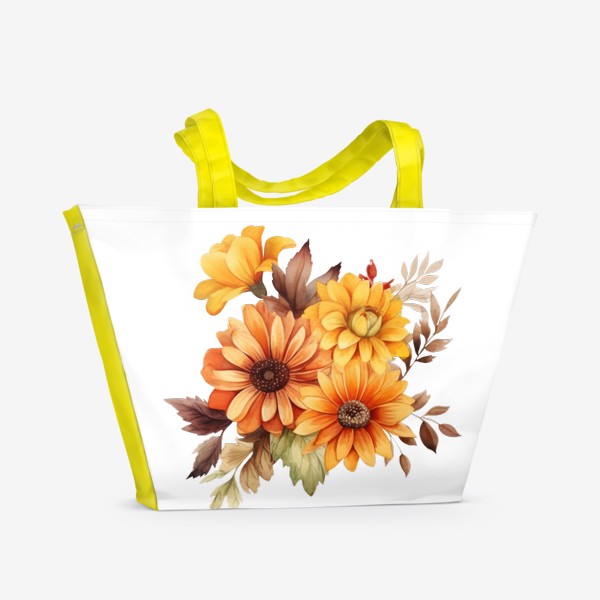 Пляжная сумка «Осенний букет. Акварельные цветы»