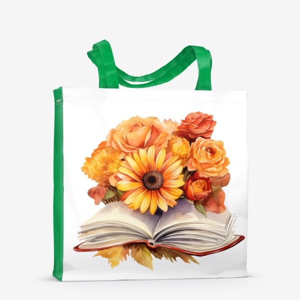 Сумка-шоппер «Цветы и книга. Акварельный принт»