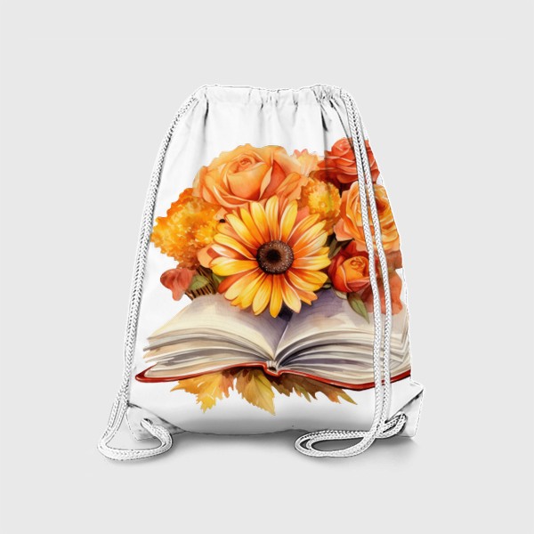 Рюкзак «Цветы и книга. Акварельный принт»