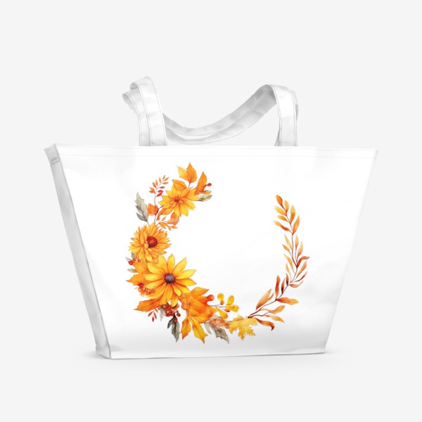 Пляжная сумка «Осенние цветы. Акварельный принт»