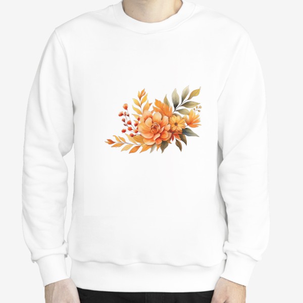 Свитшот «Акварельный принт - Осенние цветы»