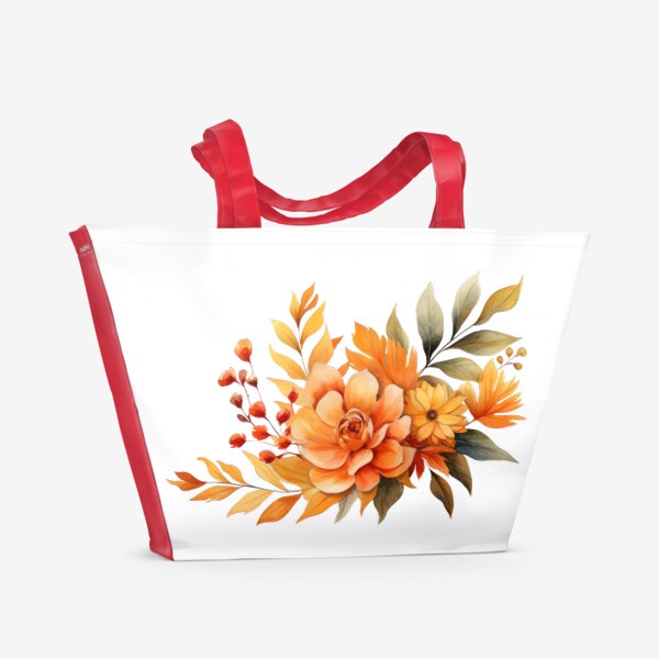 Пляжная сумка «Акварельный принт - Осенние цветы»