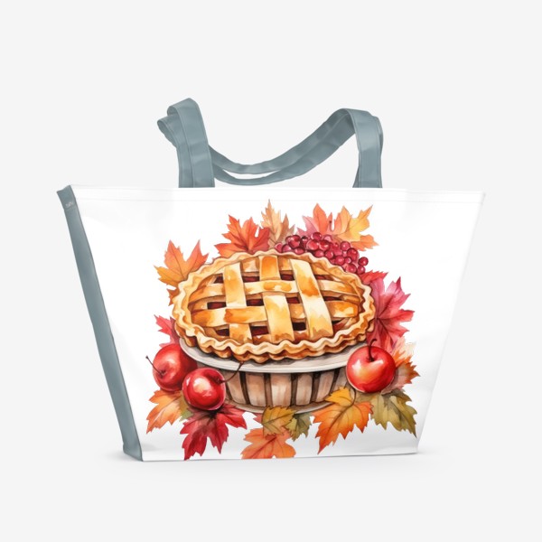Пляжная сумка «Осенний яблочный пирог. Акварельный принт»