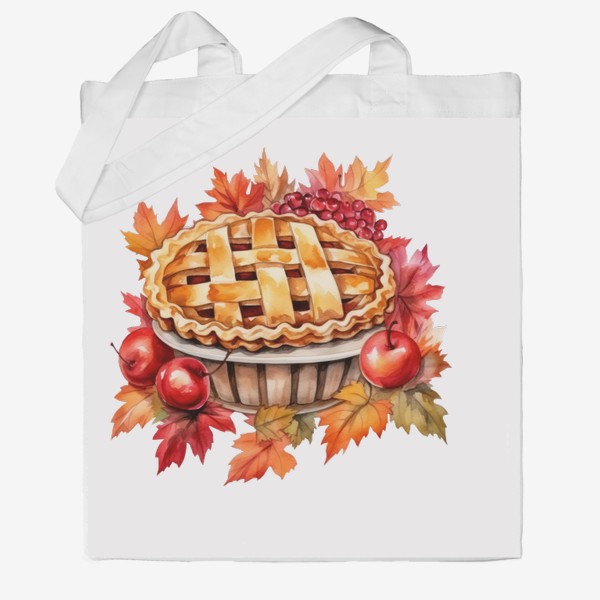 Сумка хб «Осенний яблочный пирог. Акварельный принт»