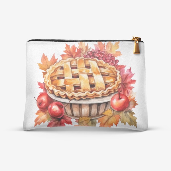 Косметичка &laquo;Осенний яблочный пирог. Акварельный принт&raquo;