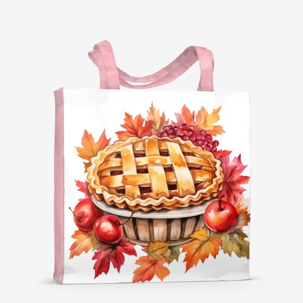 Сумка-шоппер «Осенний яблочный пирог. Акварельный принт»