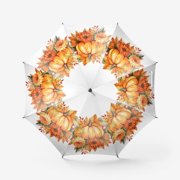 Зонт «Тыква и осенние цветы»
