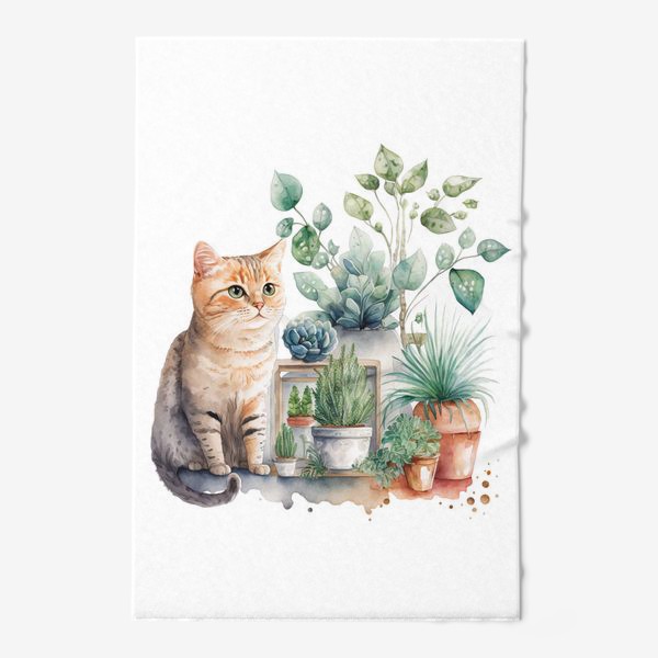 Полотенце «Кот и комнатные растения»