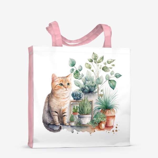 Сумка-шоппер «Кот и комнатные растения»