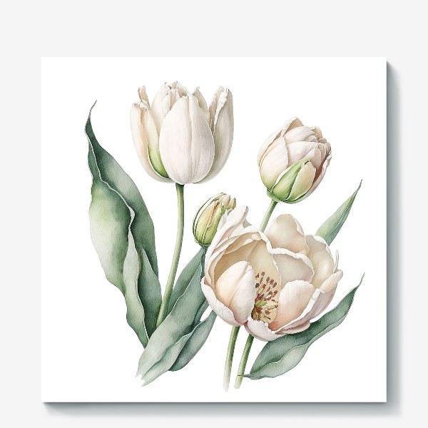 Холст «Букет белых тюльпанов»