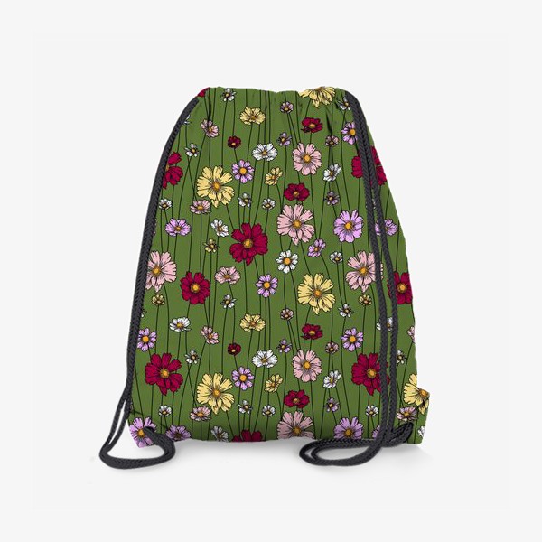 Рюкзак «Цветочная поляна, космеи - паттерн»